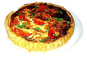 Tomato and mushroom quiche.